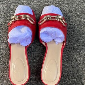 Bandolino  Red Gold Chain Mules